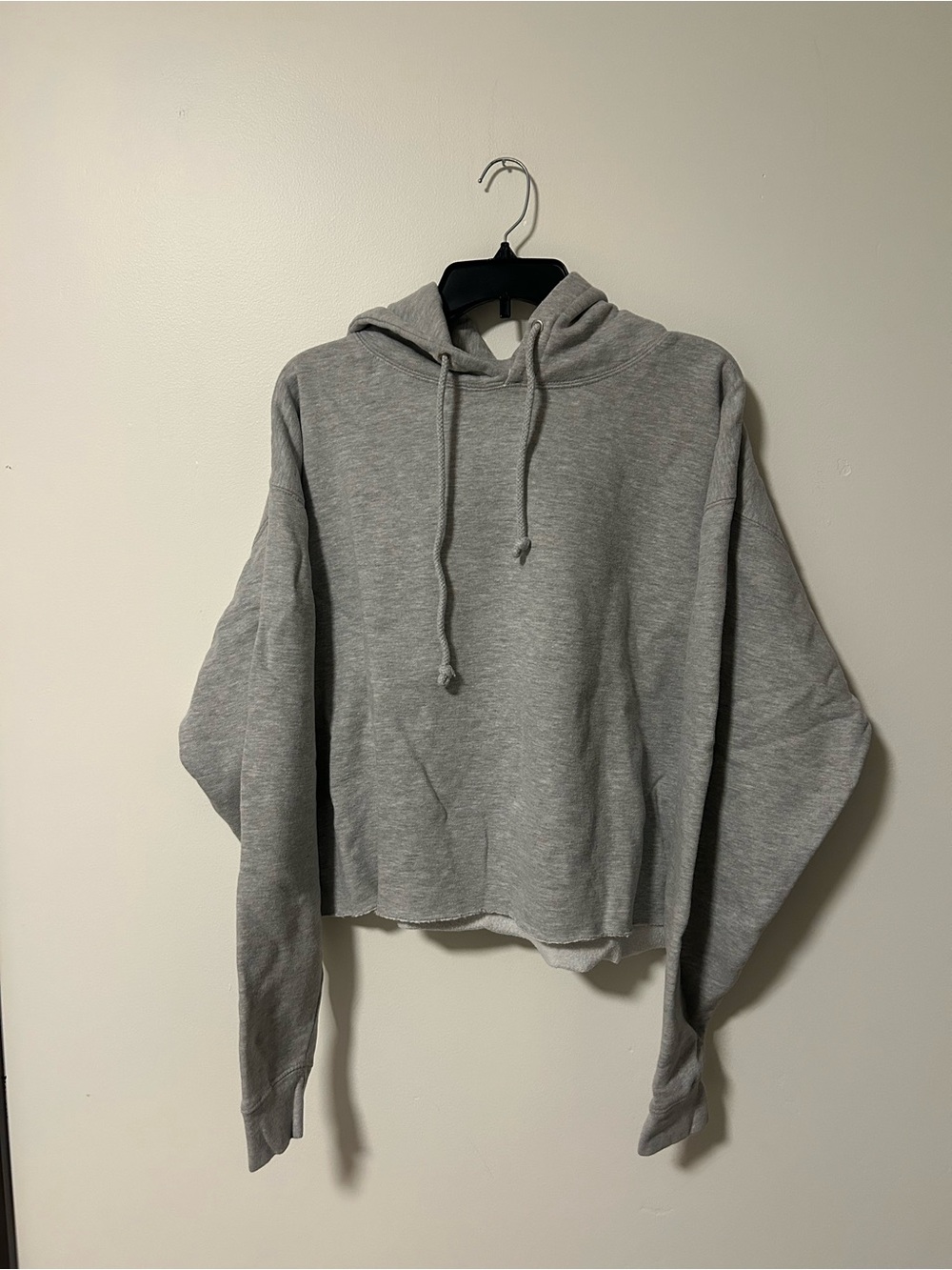 Gray Cropped Hoodie Sweater - Women's Comfort Sweatshirt